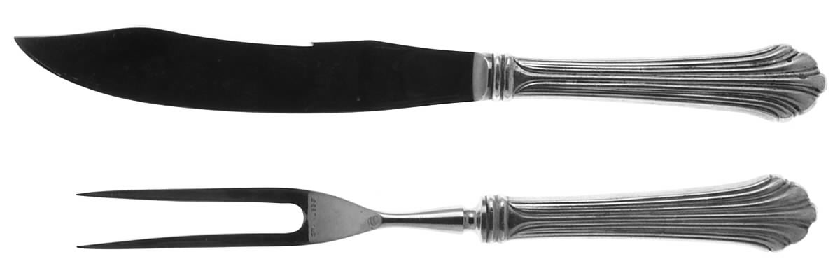 Homewood (Sterling, 1938, No Monograms) Small Stainless Blade 2-Piece Steak Carving Set by Kirk Stieff-1