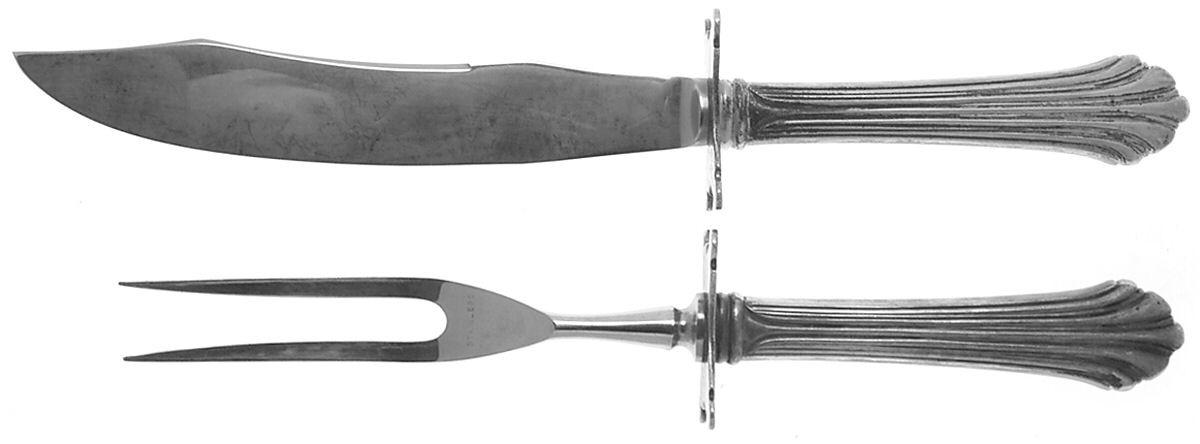 Homewood (Sterling, 1938, No Monograms) Small Steak 2-Piece Carving Set w/Stainless Blade by Kirk Stieff-1