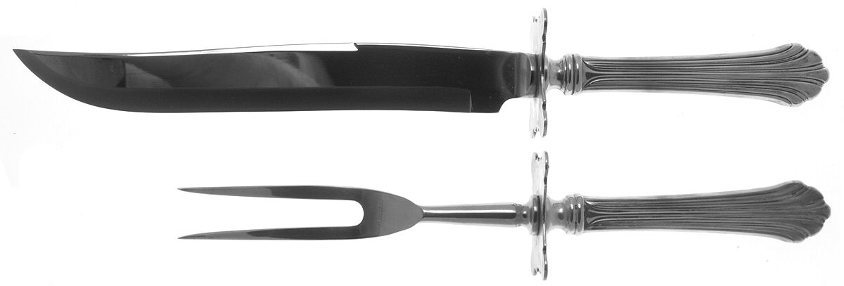 Homewood (Sterling, 1938, No Monograms) Large 2-Piece Roast Carving Set w/ Stainless Blade by Kirk Stieff-1
