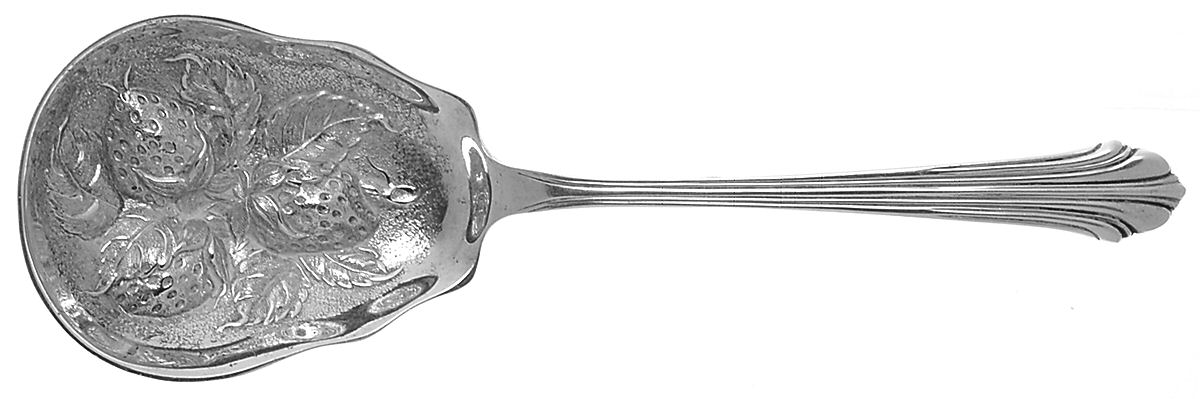 Homewood (Sterling, 1938, No Monograms) Small Chased Berry Spoon-3 Berries by Kirk Stieff-1