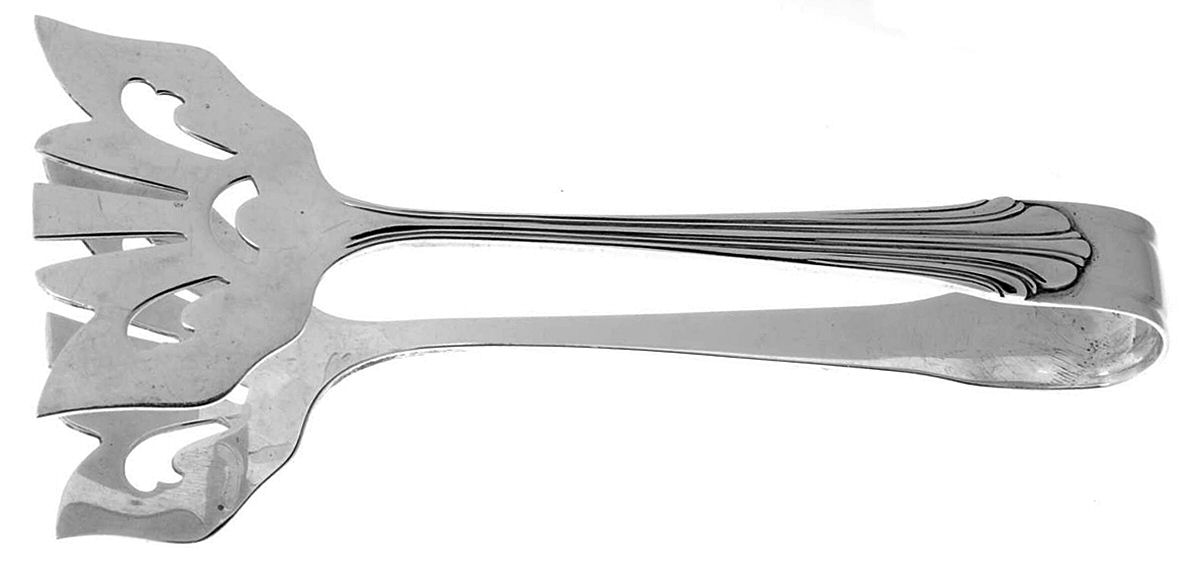 Homewood (Sterling, 1938, No Monograms) Serving Tongs with Bowl Tips by Kirk Stieff-1