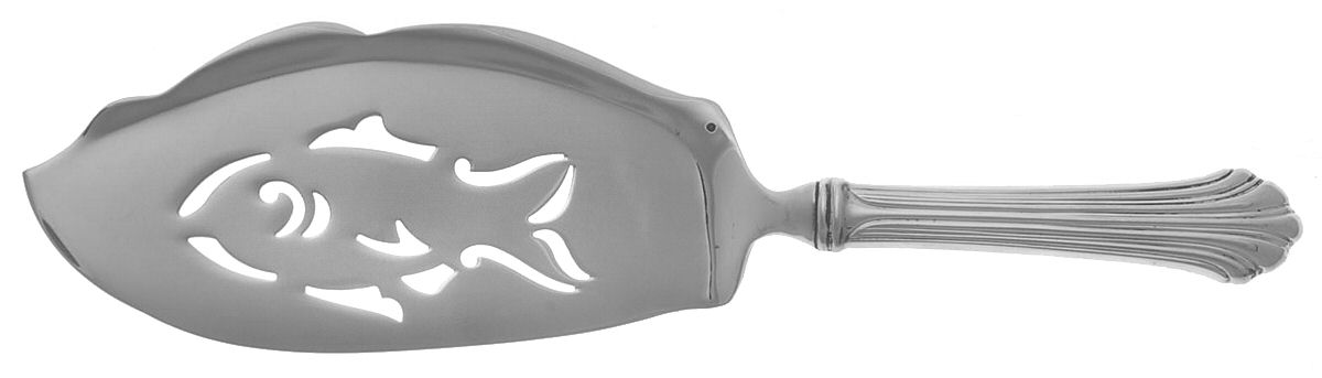 Homewood (Sterling, 1938, No Monograms) Fish Server, Stainless Blade with Pierced Bowl by Kirk Stieff-1