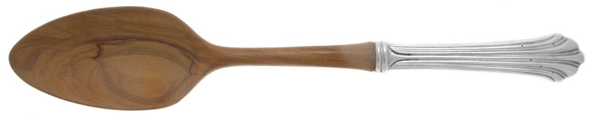 Homewood (Sterling, 1938, No Monograms) Salad Serving Spoon with Wooden Bowl by Kirk Stieff-1