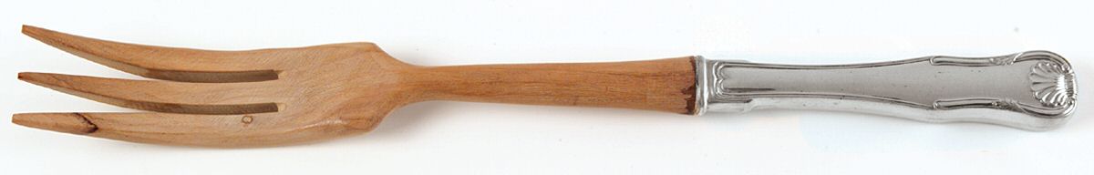 King (Sterling, 1825) Salad Serving Fork with Wooden Prongs by Kirk Stieff-1