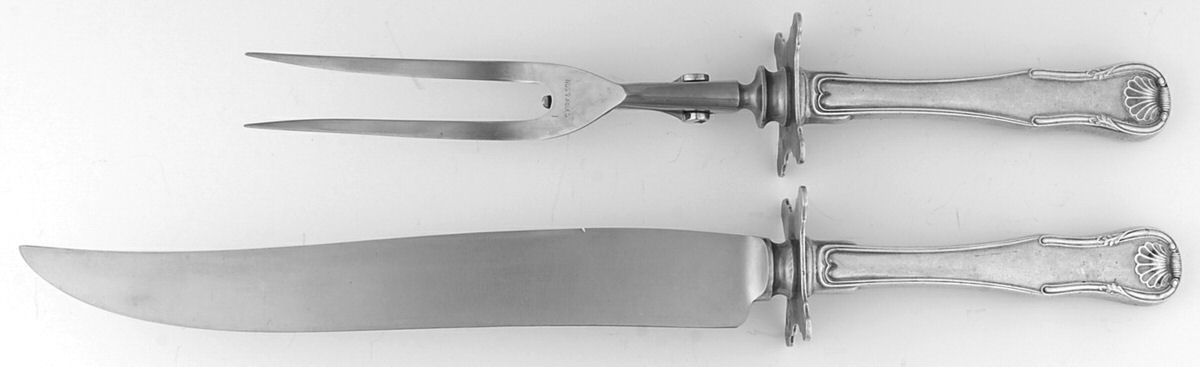 King (Sterling, 1825) (2 Pc)Carving Set-Lg Stnbl/Roast w/Sterling Guard by Kirk Stieff-1