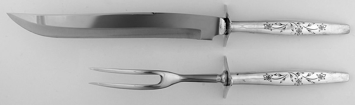 Kingsley (Sterling, 1959) (2 Pc)Carving Set-Lg Stnbl/Roast w/Sterling Guard by Kirk Stieff-1