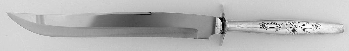 Kingsley (Sterling, 1959) Large Carving/Roast Knife StnlBl w/Sterling Guard by Kirk Stieff-1