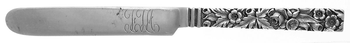 Repousse (Sterling, 1828) Baby Knife Solid Piece w/Square Tip by Kirk Stieff-1