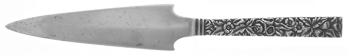 Repousse (Sterling, Coin, 1830) Large Paper Cutter Solid Piece with Square Tip by Kirk Stieff-1