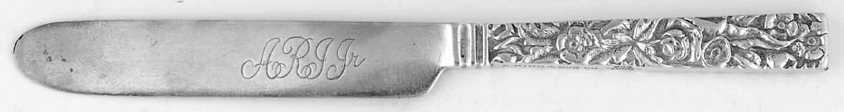 Repousse (Sterling, 1828) Baby Knife Solid Piece w/Square Tip by Kirk Stieff-1