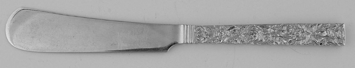 Repousse (Sterling, 1828) Large Flat Handle Butter Spreader w/Square Tip by Kirk Stieff-1
