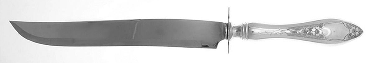 Lady Claire-Hand Engraved (Sterling, 1925) Large Carving/Roast Knife StnlBl w/Sterling Guard by Kirk Stieff-1