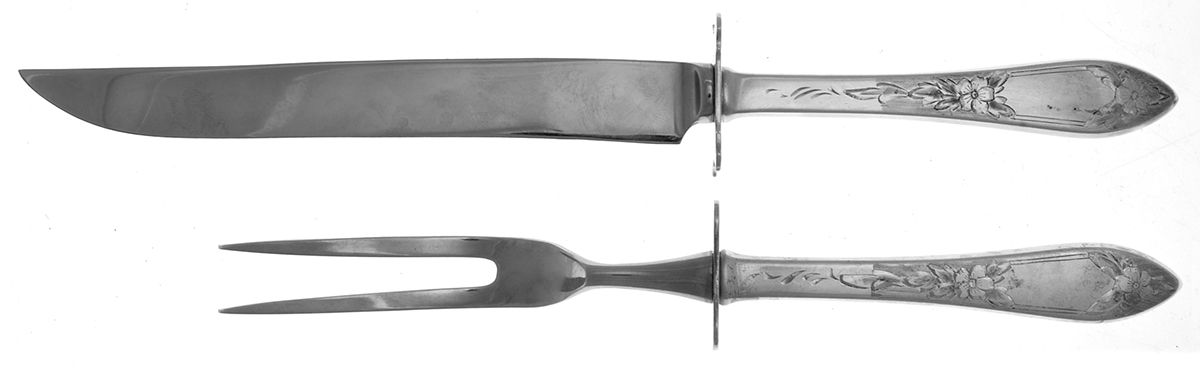 Lady Claire-Hand Engraved (Sterling, 1925) 2 Piece Small Carving Set W Sterling Guard by Kirk Stieff-1