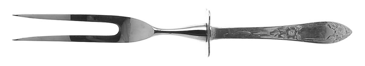 Lady Claire-Hand Engraved (Sterling, 1925) Large Stainless-Prong Roast Carving Fork by Kirk Stieff-1