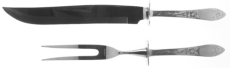 Lady Claire-Hand Engraved (Sterling, 1925) Large 2-Piece Roast Carving Set w/Stainless Blade by Kirk Stieff-1
