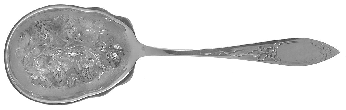 Lady Claire-Hand Engraved (Sterling, 1925) Chased Fruit Serving Spoon-4 Berries by Kirk Stieff-1