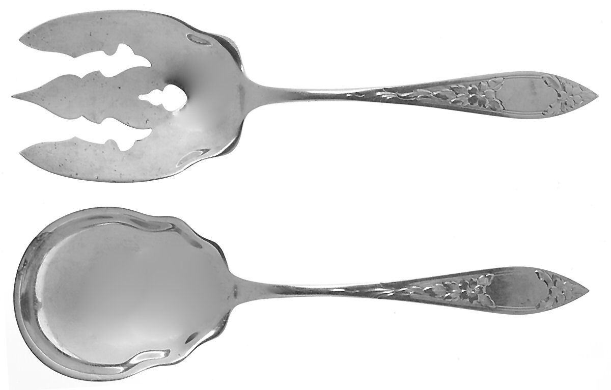 Lady Claire-Hand Engraved (Sterling, 1925) (2 Pc) Solid Salad Set by Kirk Stieff-1