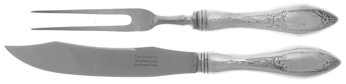 Lady Claire-Hand Engraved (Sterling, 1925) Small Stainless Blade 2-Piece Steak Carving Set by Kirk Stieff-1