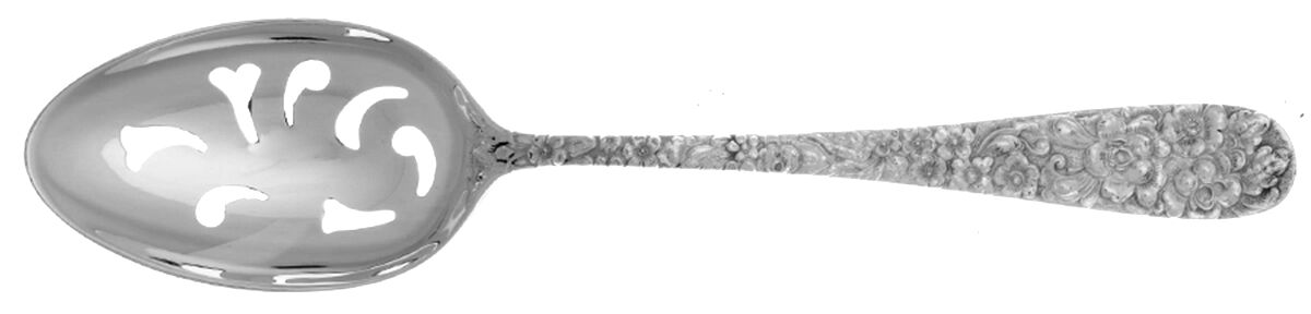 Maryland Rose (Silverplate, 1980) Pierced Tablespoon (Serving Spoon) HC by Kirk Stieff-1