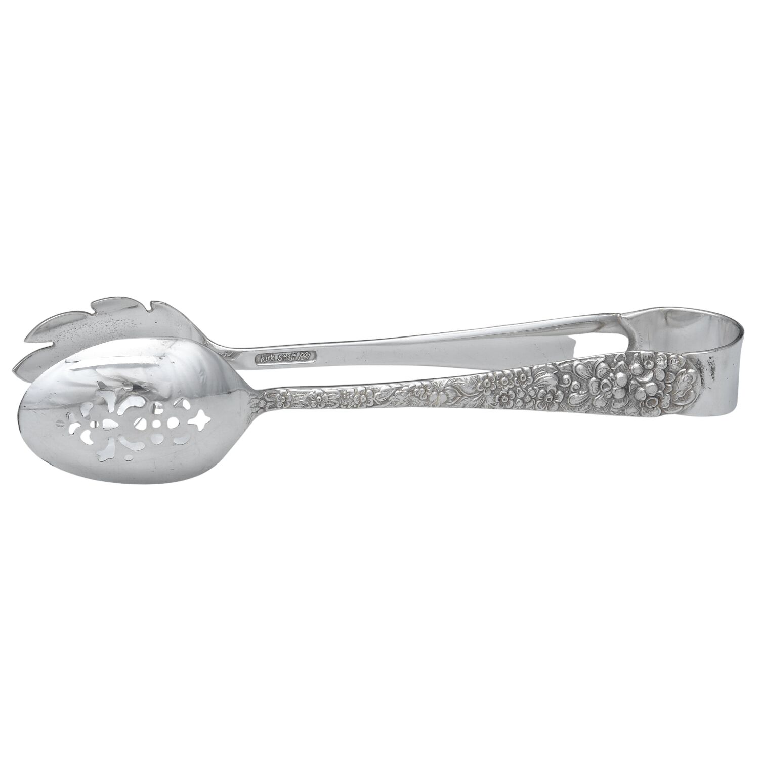 Maryland Rose (Silverplate, 1980) Ice Serving Tongs Large HC by Kirk Stieff-1