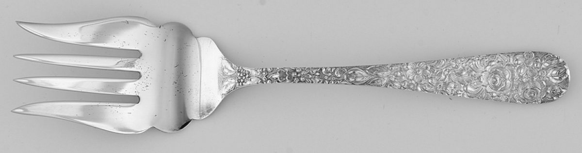Maryland Rose (Silverplate, 1980) Small Solid Cold Meat Serving Fork by Kirk Stieff-1