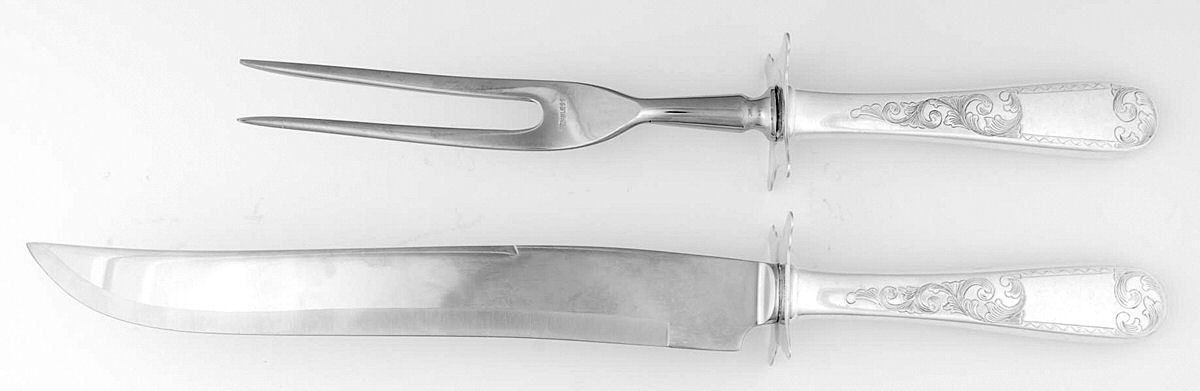 Mayflower (Sterling, 1846) (2 Pc)Carving Set-Lg Stnbl/Roast w/Sterling Guard by Kirk Stieff-1