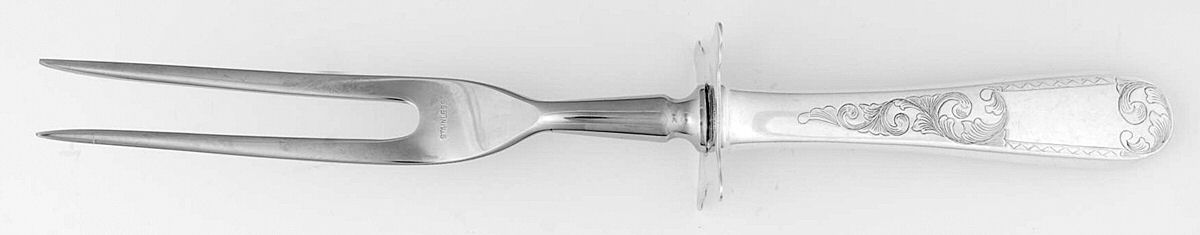 Mayflower (Sterling, 1846) Lg Carving/Roast Fork-Stn Prong w/Sterling Guard by Kirk Stieff-1