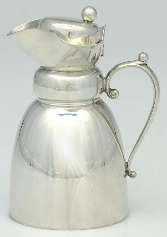 Pewter Hollowware Syrup Pitcher with Hinged Lid by Kirk Stieff-1