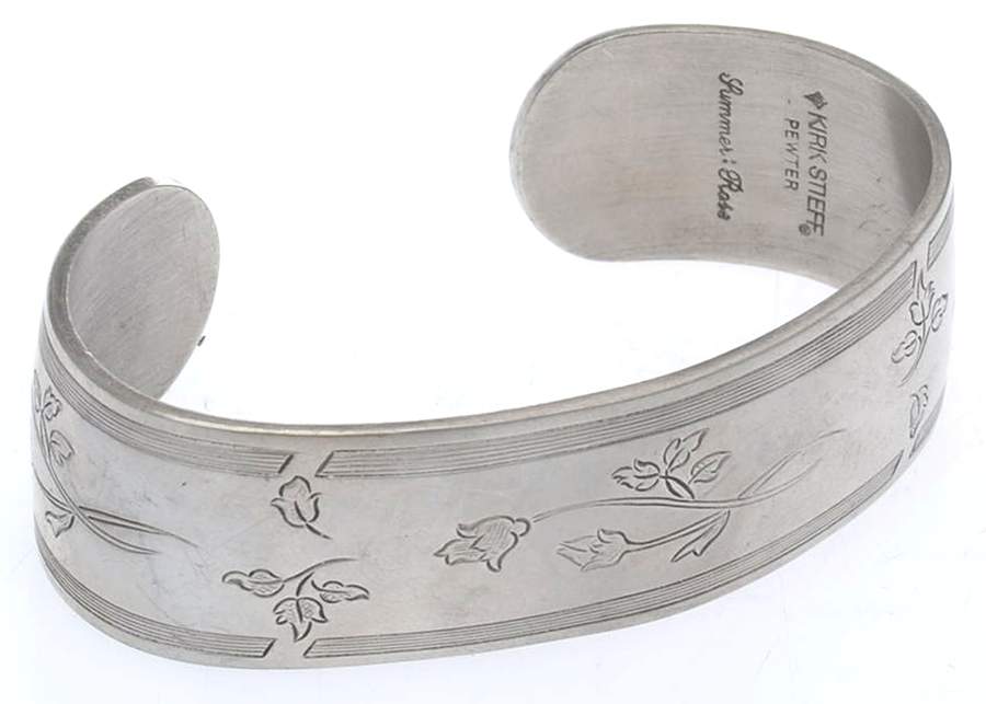 Pewter Hollowware Cuff Bracelet by Kirk Stieff-1