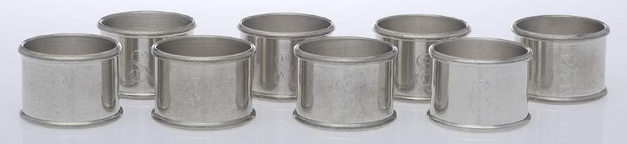 Pewter Hollowware Napkin Ring - Set of 8 by Kirk Stieff-1