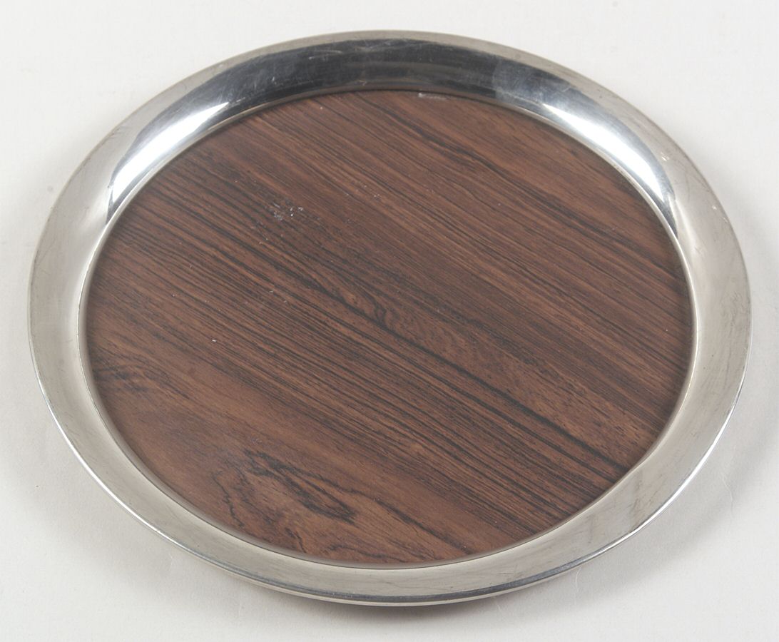 Pewter Hollowware Small Round Pewter Tray by Kirk Stieff-1