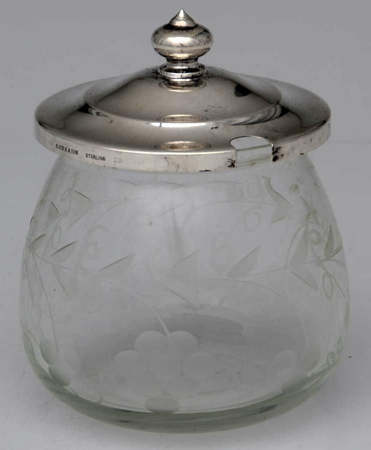 Sterling Hollowware Crystal Jam Jar & Silver Lid by Kirk Stieff-1