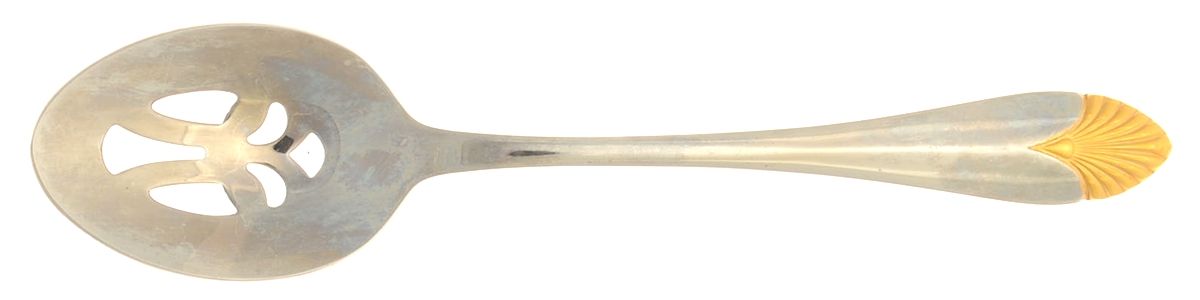 Morning Glow Gold (Stainless, Gold Accent) Pierced Tablespoon (Serving Spoon) by Kirk Stieff-1