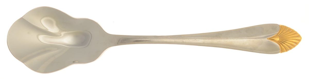 Morning Glow Gold (Stainless, Gold Accent) Sugar Shell Spoon by Kirk Stieff-1
