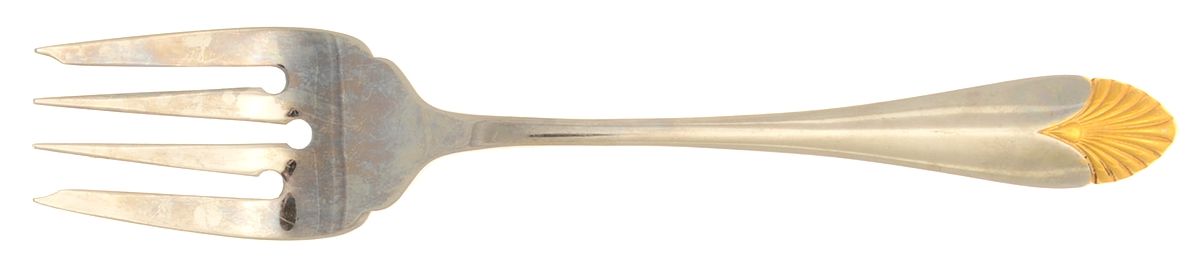 Morning Glow Gold (Stainless, Gold Accent) Medium Solid Cold Meat Serving Fork by Kirk Stieff-1