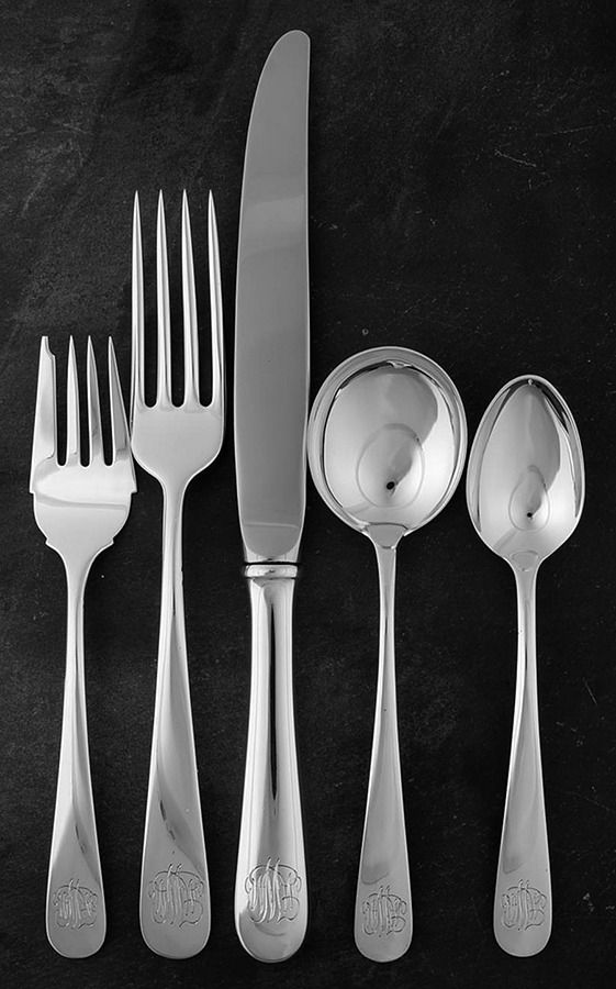 Old Maryland-Plain (Sterling, 1850) 5 Piece Dinner Size Setting by Kirk Stieff-1