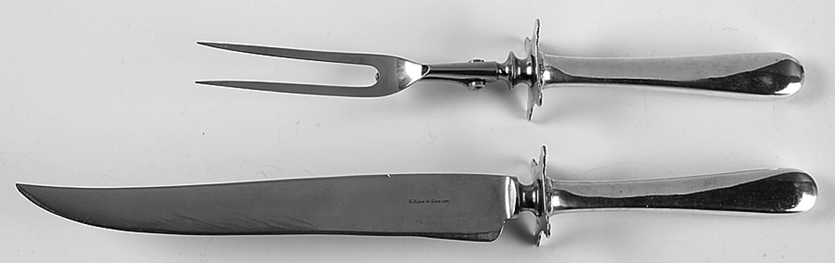 Old Maryland-Plain (Sterling, 1850) (2 Pc)Carving Set-Lg Stnbl/Roast w/Sterling Guard by Kirk Stieff-1