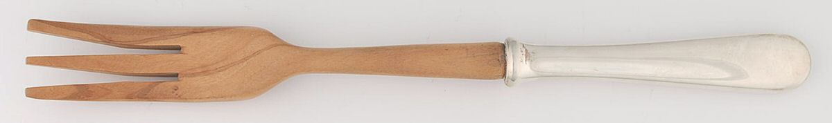 Old Maryland-Plain (Sterling, 1850) Salad Serving Fork with Wooden Prongs by Kirk Stieff-1