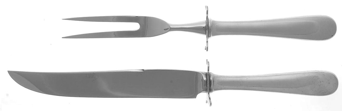 Old Maryland-Plain (Sterling, 1850) 2 Piece Small Carving Set W/ Sterling Guard by Kirk Stieff-1