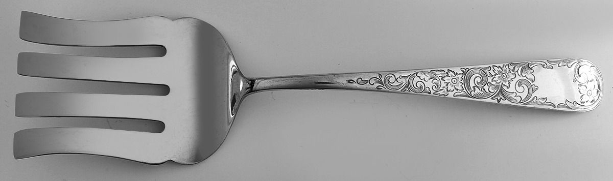 Old Maryland-Engv (Sterling, 1936, No Monos) Large Solid Asparagus Serving Fork by Kirk Stieff-1