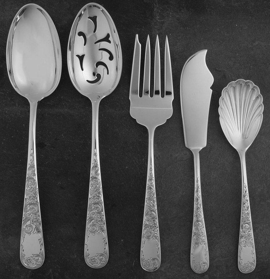 Old Maryland-Engv (Sterling, 1936, No Monos) 5 Piece Hostess Set by Kirk Stieff-1