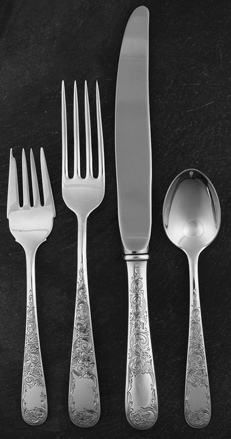 Old Maryland-Engv (Sterling, 1936, No Monos) 4 Piece Dinner Size Setting by Kirk Stieff-1