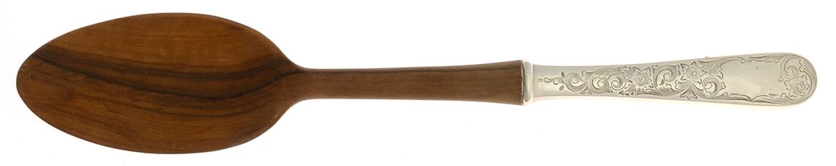 Old Maryland-Engv (Sterling, 1936, No Monos) Salad Serving Spoon Wooden Bowl by Kirk Stieff-1