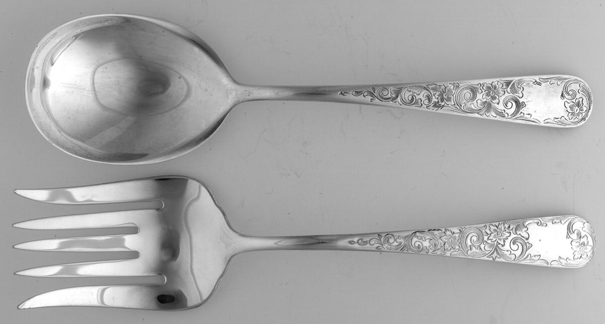 Old Maryland-Engv (Sterling, 1936, No Monos) (2 Pc) Solid Salad Set by Kirk Stieff-1