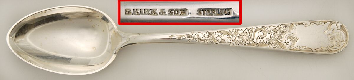 Old Maryland-Engv (Sterling, 1936, No Monos) Teaspoon by Kirk Stieff-1