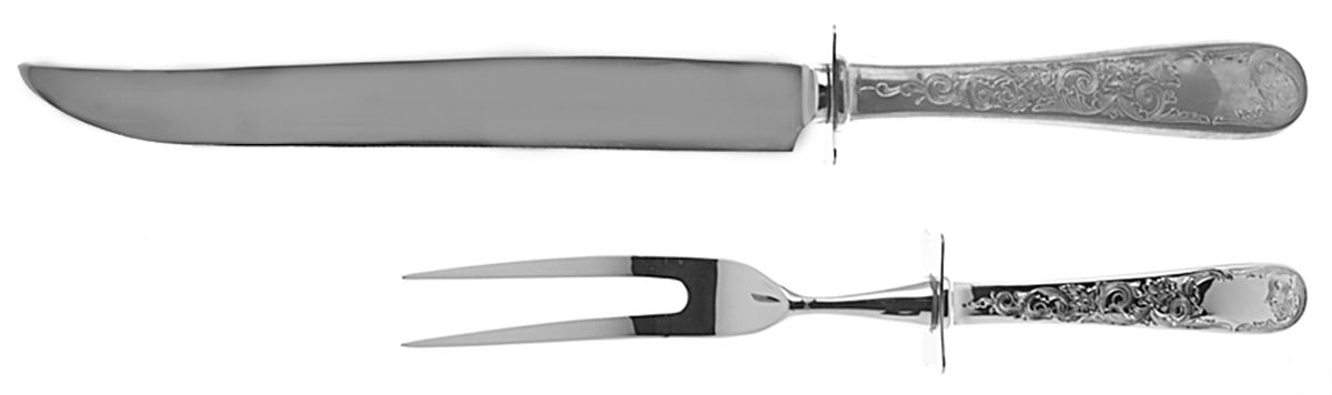 Old Maryland-Engv (Sterling, 1936, No Monos) Large 2-Piece Roast Carving Set w/Stainless Blade by Kirk Stieff-1