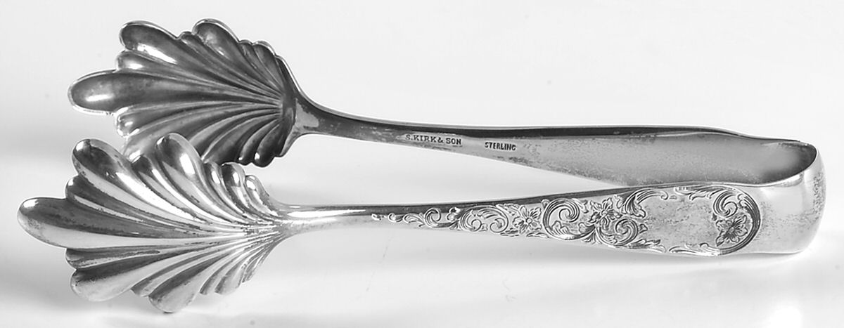 Old Maryland-Engv (Sterling, 1936, No Monos) Large Ice Serving Tongs with Bowl Tips by Kirk Stieff-1