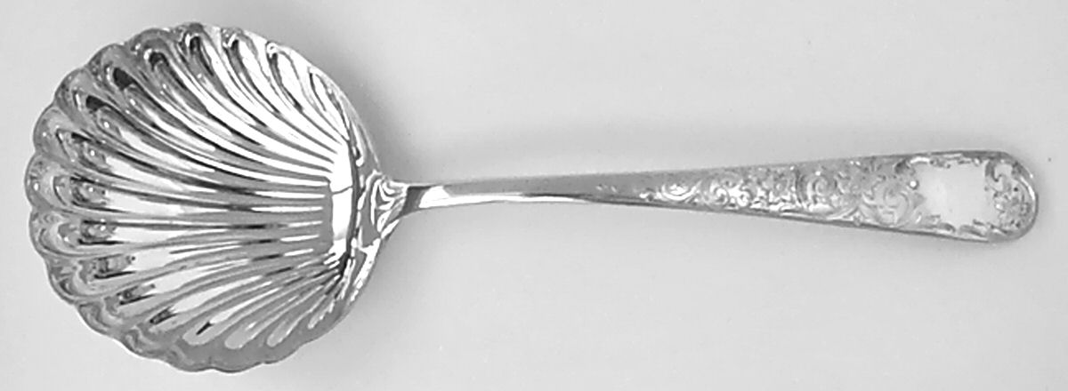 Old Maryland-Engv (Sterling, 1936, No Monos) Solid Shell Fruit Serving Spoon by Kirk Stieff-1