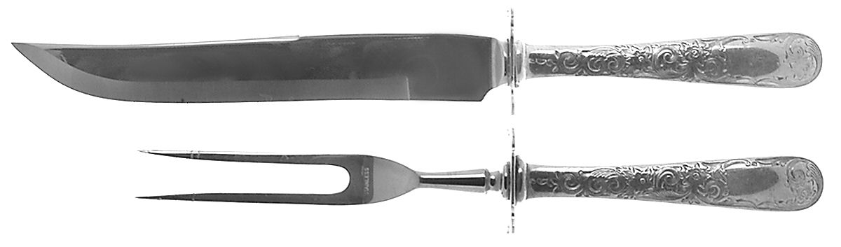 Old Maryland-Engv (Sterling, 1936, No Monos) Small Steak 2-Piece Carving Set w/Stainless Blade by Kirk Stieff-1
