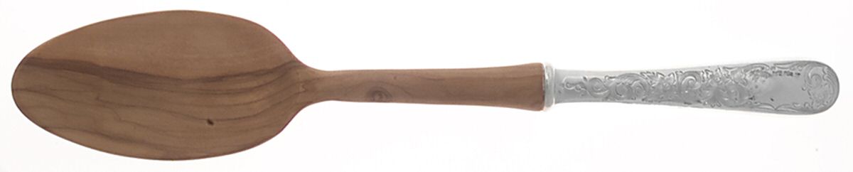 Old Maryland-Engv (Sterling, 1936, No Monos) Salad Serving Spoon with Wooden Bowl by Kirk Stieff-1
